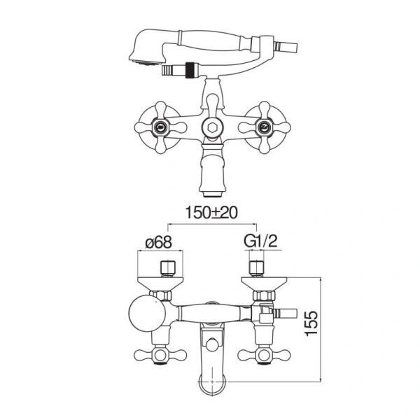 Смеситель для ванны Nobili Grazia бронза GRC5001BR (детальная фотография), для ванны