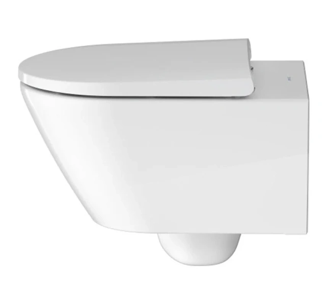 Унитаз подвесной Duravit D-Neo с креплением durafix 45770900A1 (детальная фотография), безободковые, сиденье с микролифтом , с антивсплеском