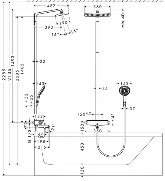 Душевая стойка Hansgrohe Raindance Select 27113 (детальная фотография), современные, hi-tech