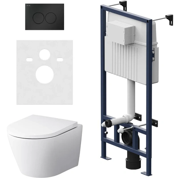 Унитаз с инсталляцией Am.Pm Sense кнопка черная матовая IS90238.741701 (детальная фотография)