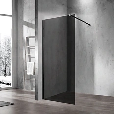 Душевая перегородка Vincea Walk-in 120 см черная стекло тонированное