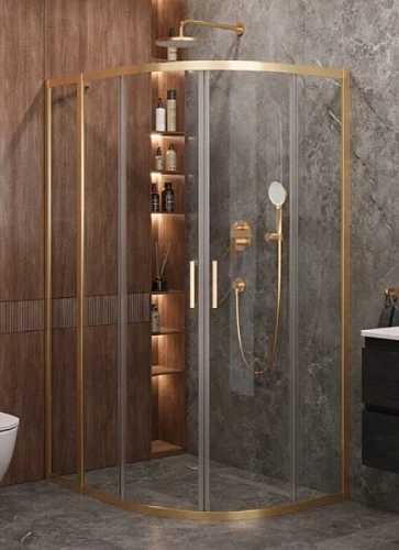 Душевой уголок Cezares Molveno 110х90 см стекло прозрачное профиль золото - фото 3