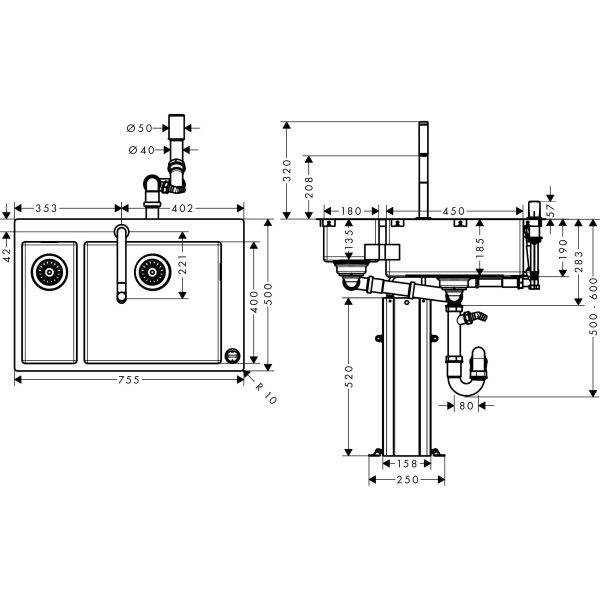 Схема (детальная фотография), с одной основной чашей
