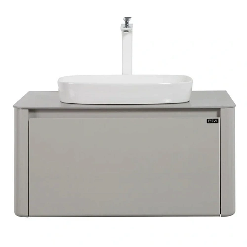 Тумба с раковиной подвесная Black&White Universe 80 см серая - фото 1