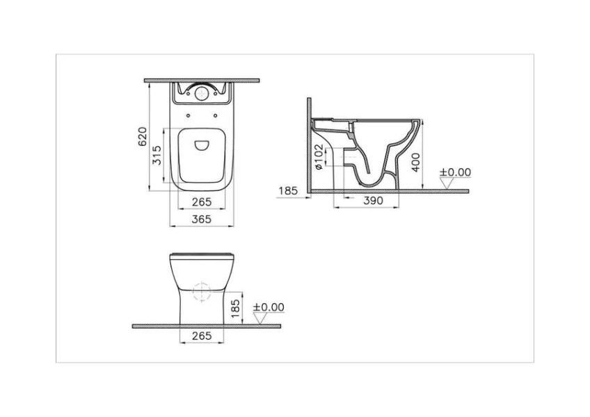 Унитаз компакт VitrA Integra безободковый 9833B003-7205 (детальная фотография), современные, hi-tech