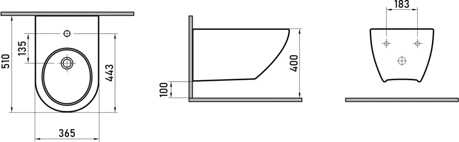 Биде подвесное BERGES Puma керамика 082023 (детальная фотография), белые