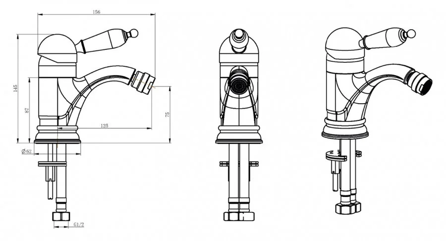 Смеситель для биде Boheme Tradizionale Nero хром 246 (детальная фотография), для биде