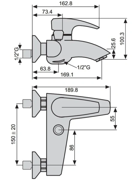 Смеситель для ванны Emmevi Kali 75001 75001CR (детальная фотография), для ванны