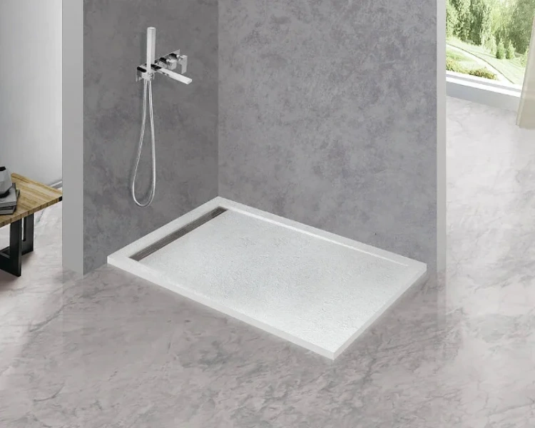 Душевой поддон Cezares Tray 100х80 см из искусственного мрамора TRAY-AS-AH-100/80-30-W (детальная фотография), из искусственного камня