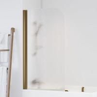 Душевая шторка на ванную профиль бронза стекло шиншилла Vegas-glass