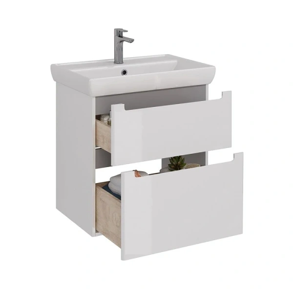 Тумба с раковиной Lemark Buno LM04B70T 70 см направляющие с доводчиком (детальная фотография), подвесная, напольная, пристенная