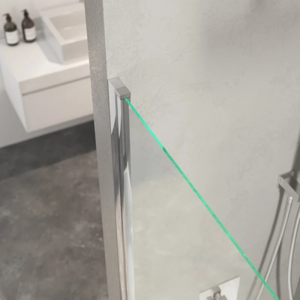 Шторка для ванны Berges River S 90х145 см прозрачное стекло, профиль хром 065012 (детальная фотография), хромированный профиль