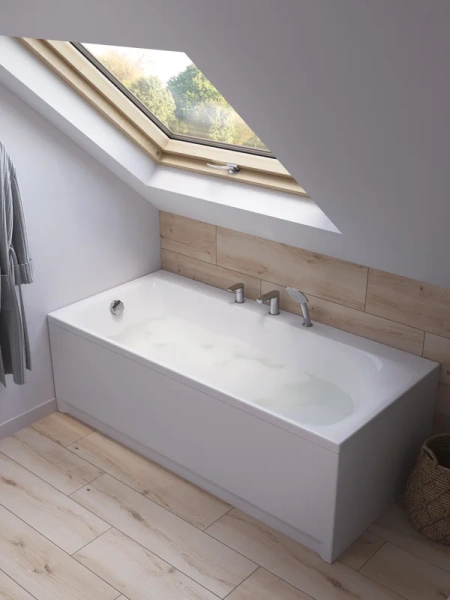 Смеситель для ванны Cersanit Moduo хром 64100 (детальная фотография), из латуни, округлая форма, с душевой лейкой