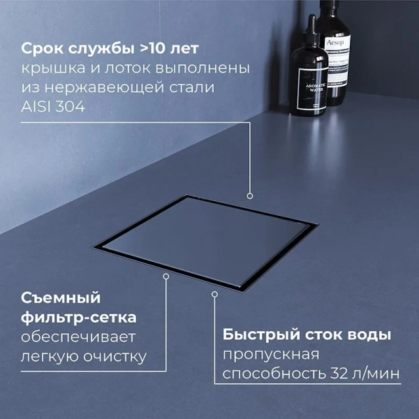 Душевой трап RGW SDR-10 см хром 79211000-01 (детальная фотография), хром