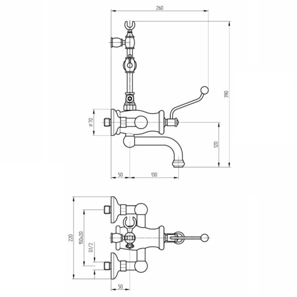 Смеситель для ванны Migliore Vivaldi бронза 19536 (детальная фотография), для ванны