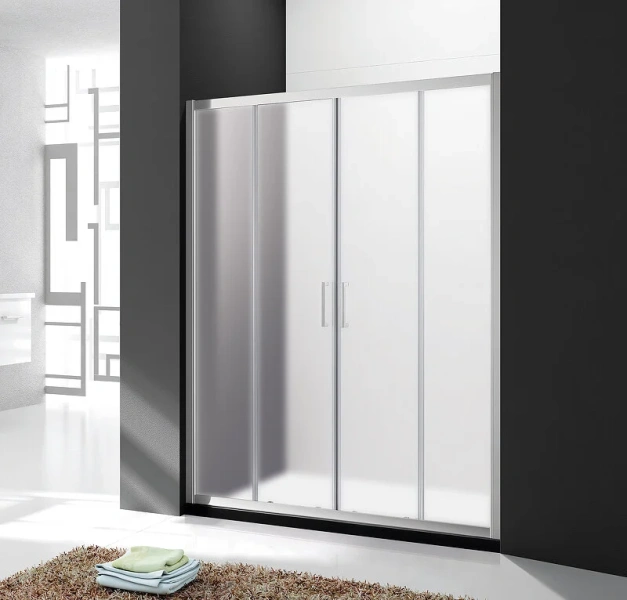 Душевая дверь в нишу Cezares Molveno 180 см стекло рифленое Punto, без антикальциевой обработки MOLVENO-BF-2-180-P-Cr (детальная фотография), 180 см