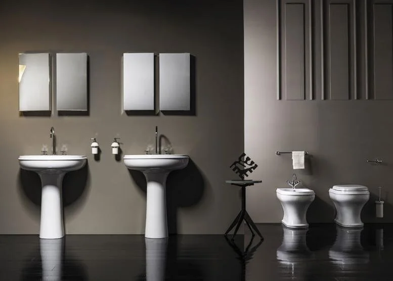 Унитаз напольный Azzurra Charme CHA100/P bi (детальная фотография), с высоким бачком, со скрытым бачком