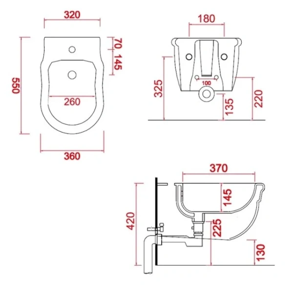 Биде, цвет белый, ArtCeram Hermitage HEB003 01 00 (детальная фотография), подвесные