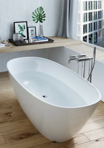 Ванна каменная Roca Ariana 165 х 75 см 248470000, литой мрамор Stonex, овальная, белая (детальная фотография), овальные