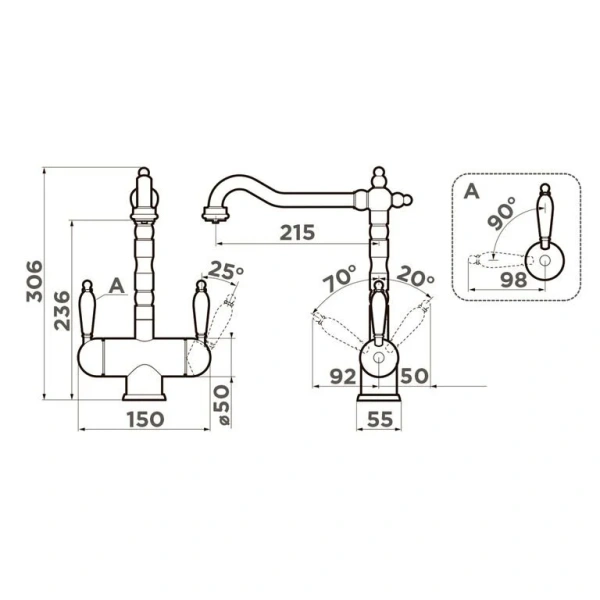 Смеситель для кухни Omoikiri Amagasaki-PL платина 4994071 (детальная фотография), для кухни