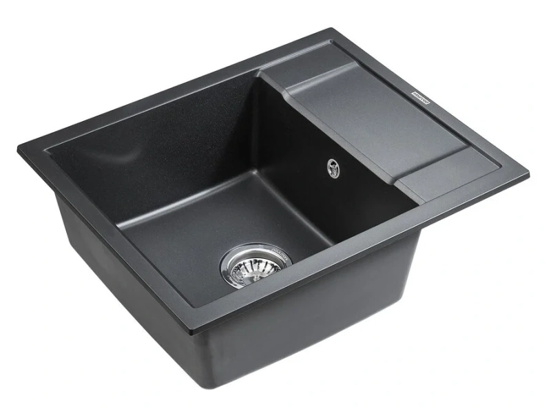 Мойка для кухни Paulmark Optimum 60 см черный металлик PM216050-BLM (детальная фотография), прямоугольной формы