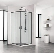 Душевой уголок Акватек 100x100 см профиль черный матовый