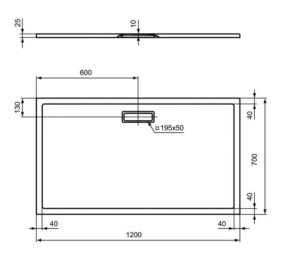 Душевой поддон Ideal Standard Ultraflat New 120x70 см белый матовый T4476V1 (детальная фотография), низкие до 15 см