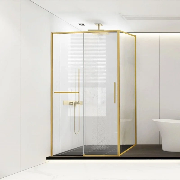 Душевой уголок Vincea Slim Soft 120х90 см профиль брашированное золото, стекло прозрачное VSR-1SS9012CLG (детальная фотография)