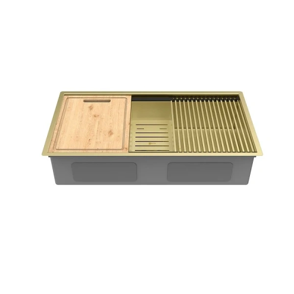 Мойка для кухни Lemark Tabaga 82 см светлое золото 9938134 (детальная фотография), встраиваемые, интегрированные index_1