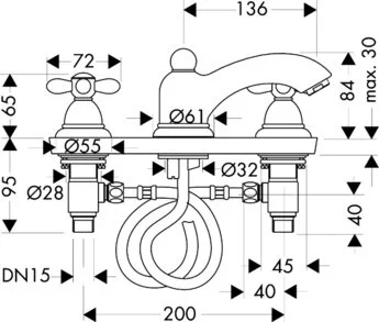 Смеситель для раковины Axor Carlton 17133 (детальная фотография), для раковины