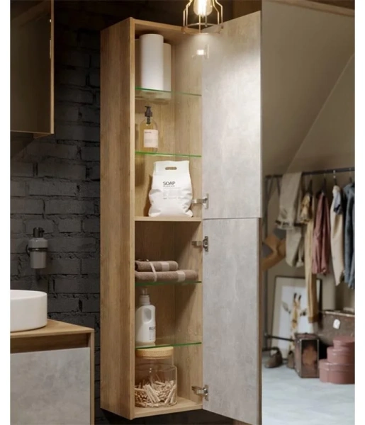 Корпус пенала подвесного Aqwella Mobi 35 см бетон светлый MOB0535BS (детальная фотография), в наличии