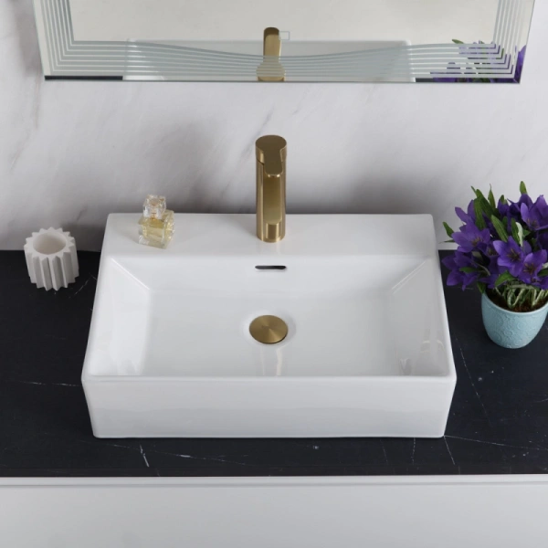 Раковина BelBagno 51 см накладная BB1340 (детальная фотография), в форме чаши, прямоугольной формы