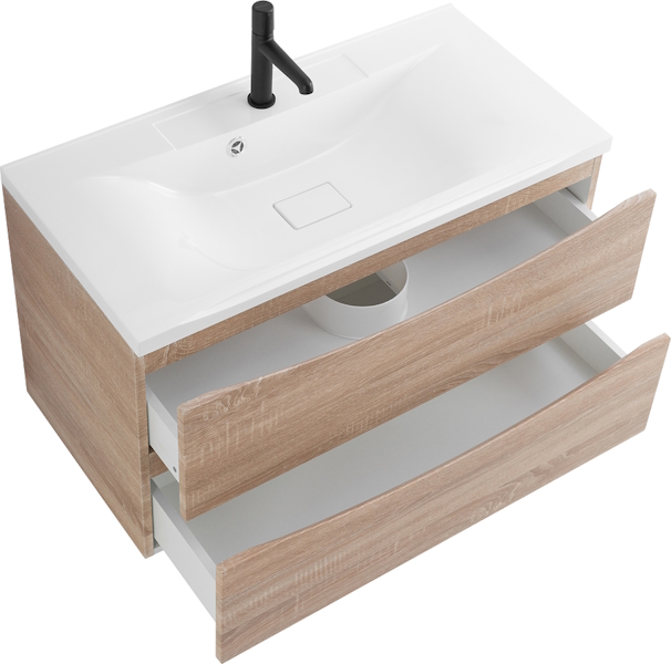 Тумба под раковину подвесная BelBagno Marino 90 см rovere bianco MARINO-900-2C-SO-WO-P (детальная фотография), моноблок