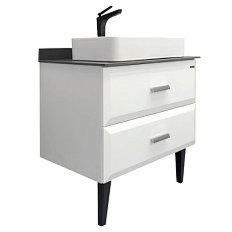 Тумба с раковиной напольная Comforty Империя 80 см столешница антрацит