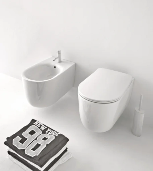 Биде подвесное Kerasan Nolita белое глянцевое 532501 (детальная фотография), круглой формы