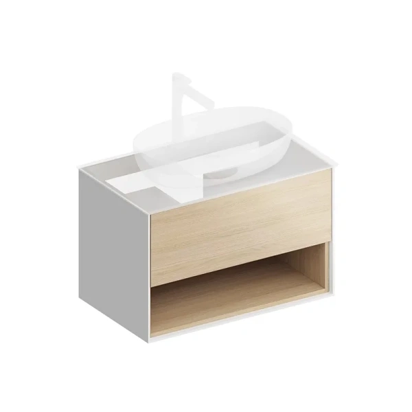 Тумба под раковину подвесная Kerama Marazzi Plaza Modern 80 см дуб виченца PLB.M.80.1\OAK.V (детальная фотография), подвесная, пристенная