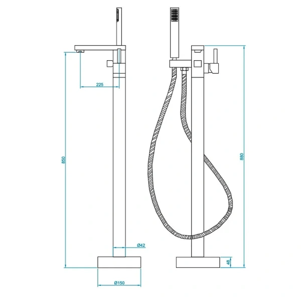 Смеситель для ванны RGW Shower Panels хром 511405350-01 (детальная фотография), для ванны