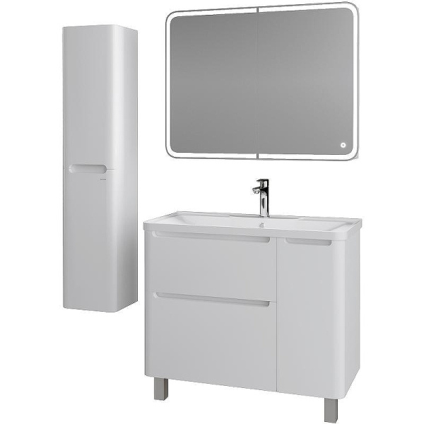 Тумба под раковину напольная Grossman Адель 99,4 см белая 1010002 (детальная фотография), современная, hi-tech