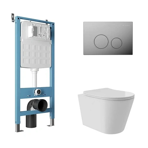 Унитаз с инсталляцией Aqueduto CONE Plus клавиша хром - фото 3