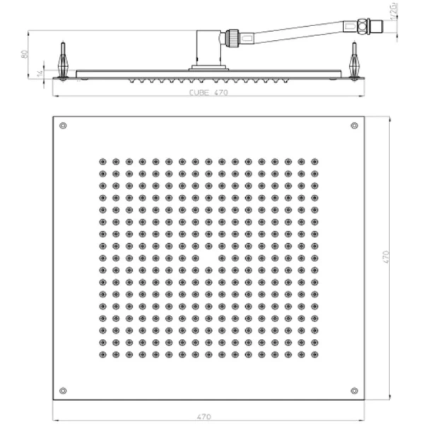 Верхний душ Bossini Dream черный матовый H38459.073 (детальная фотография), верхние души