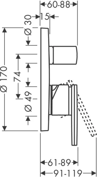 Смеситель для ванны Axor Citterio 39457000 (детальная фотография), современные, hi-tech