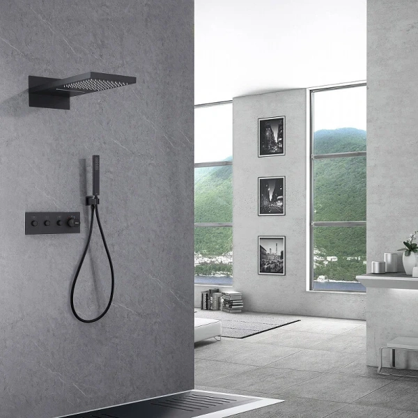 Душевой комплект Abber Rund черный матовый AF8752B (детальная фотография), черные