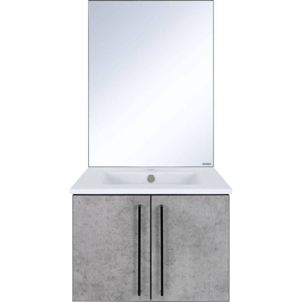 Тумба под раковину подвесная Misty Rock 60 см бетон светло-серая ROCK-06060-48-2 (детальная фотография), подвесная, пристенная