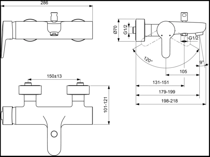 Смеситель для ванны Ideal Standard Connect Blue однорычажный B9921AA (детальная фотография), для ванны