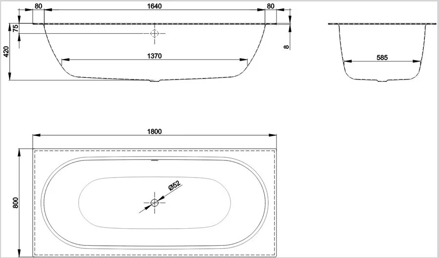 Ванна стальная Bette Starlet Spirit 180 х 80 х 42 см, Glasur Plus, с шумоизоляцией, белая, 1634-000 PLUS (детальная фотография), стальные