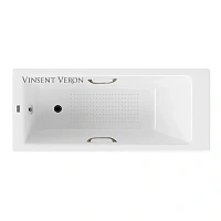 Чугунная ванна Vinsent Veron Tampa VTP1707042H/VH0012BR-AS, 170 x 70 см, с антискользящим покрытием, ручки бронза, цвет белый