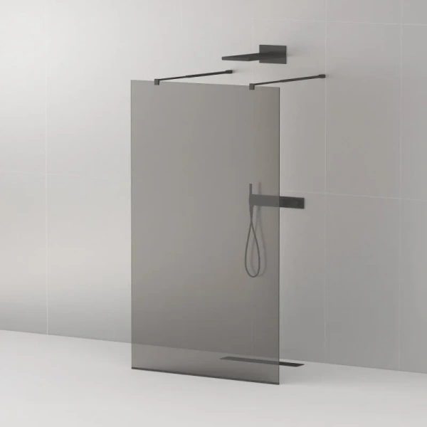 Душевая перегородка Cezares Liberta 90 см профиль черный стекло графит LIBERTA-L-2-90-GR-NERO (детальная фотография)