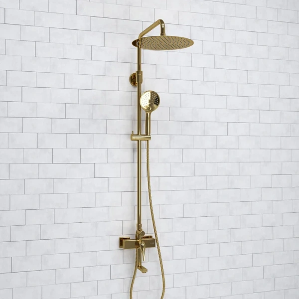 Душевая стойка WasserKRAFT Sauer со смесителем A171.263.207.PG (детальная фотография), золото