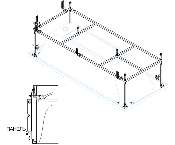 Каркас для акриловой ванны Cezares металлический EMP-170-75-MF-R (детальная фотография) index_1