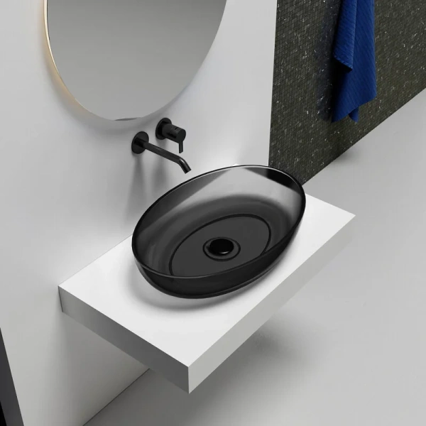 Раковина Abber Kristall AT2801 60 см накладная (детальная фотография), в форме чаши, круглой формы